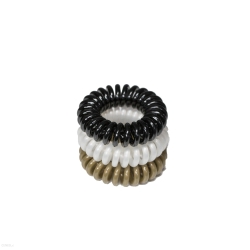 RONNEY S17 MAT funny ring bubble - Profesjonalne gumki do włosów 3 sztuki 3,5 cm - czarna, biała, khaki